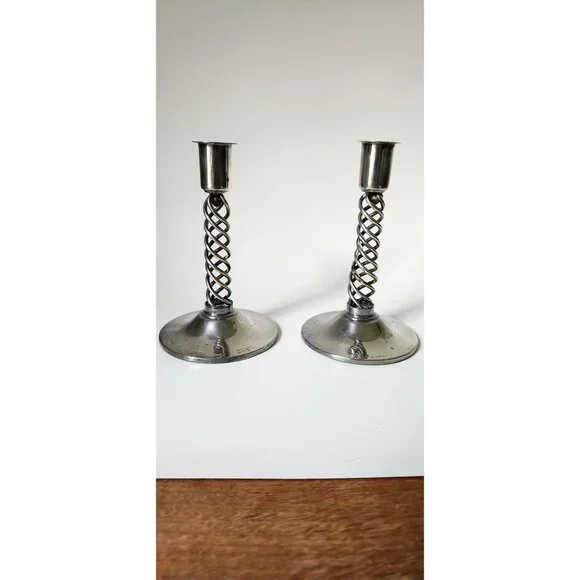 Vintage Hans Jensen Eisenberg-Lozano Mid-1900s Modern Silverplate Candlesticks - Picture 3 of 9